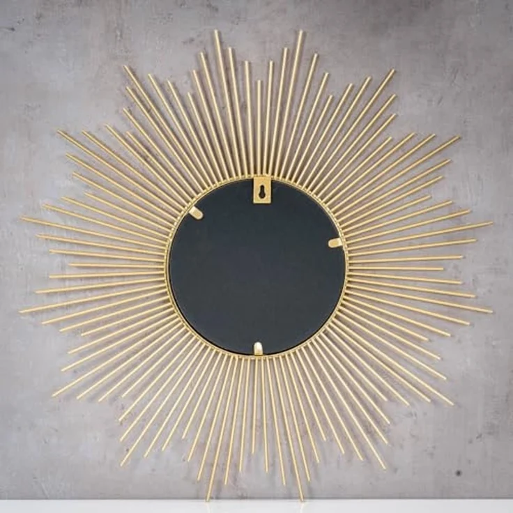 Levandeo® Dekospiegel, Sonnenspiegel Gold Ø 50cm Metall Deko Goldene Sonne Spiegel – Bild 6