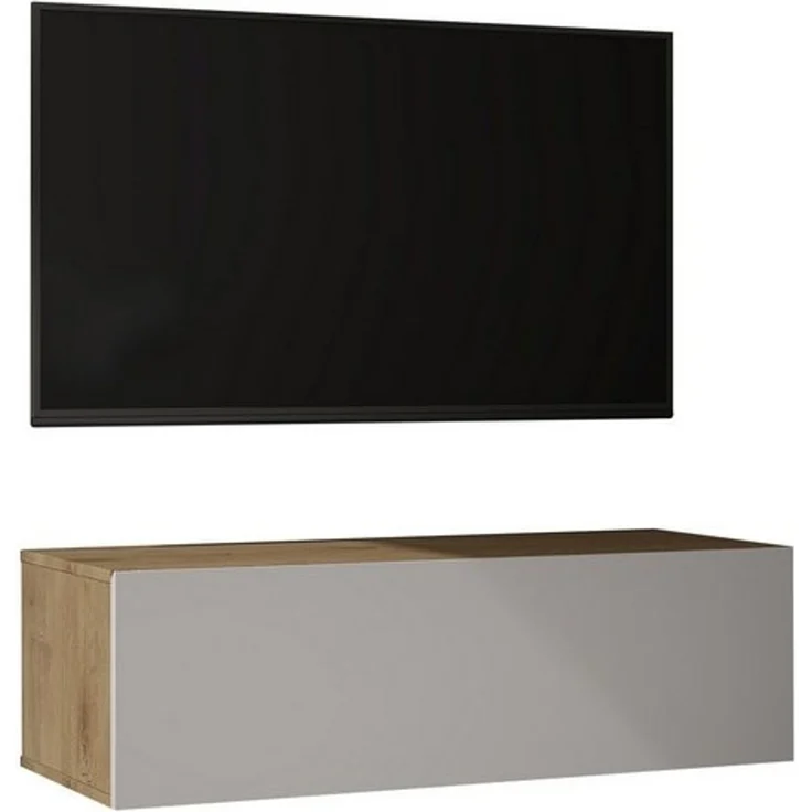 doporro Lowboard, Holz, Kerneiche und Matt Weiß, 100 cm – Bild 4