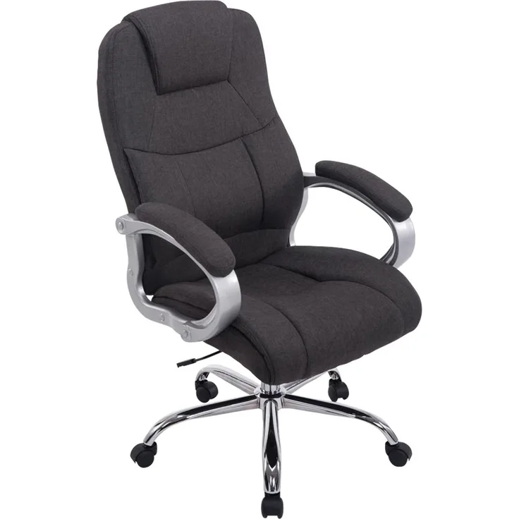DELUKE® Bürostuhl SYDNEY Stoff - 113x66x70, Dunkelgrau Stoff Metall in Chromoptik Gestell ergonomische Bürostühle Homeoffice Stuhl mit Rollen