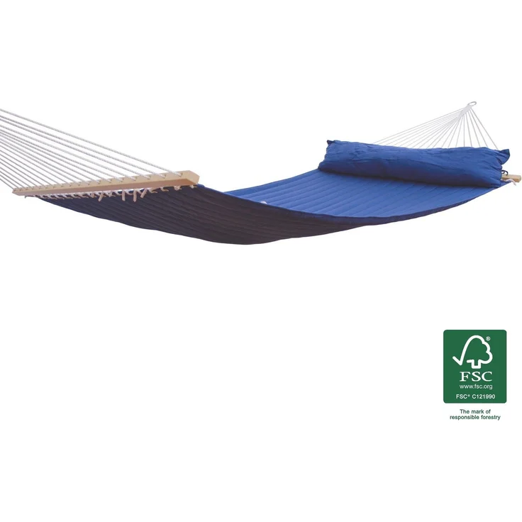 MacaMex DoppelstabHängematte California Lapis Blue, gepolstert, wetterfest, FSC™ zertifiziert, Blau, 210 x 140 cm – Bild 5