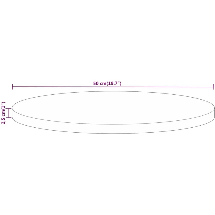 vidaXL Tischplatte Ø 50x2,5 cm Rund Massivholz Mango 370072 – Bild 7