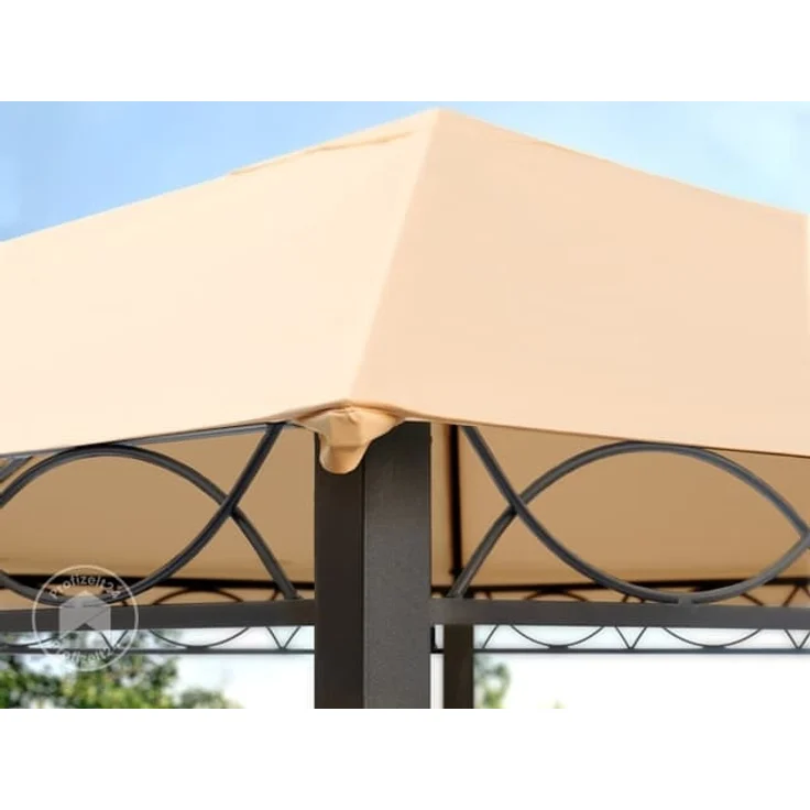 Gartenpavillon 3x4 m wasserdicht PREMIUM Pavillon mit 4 Seitenteilen Gartenzelt ca. 220g/m² Dachplane in taupe – Bild 4