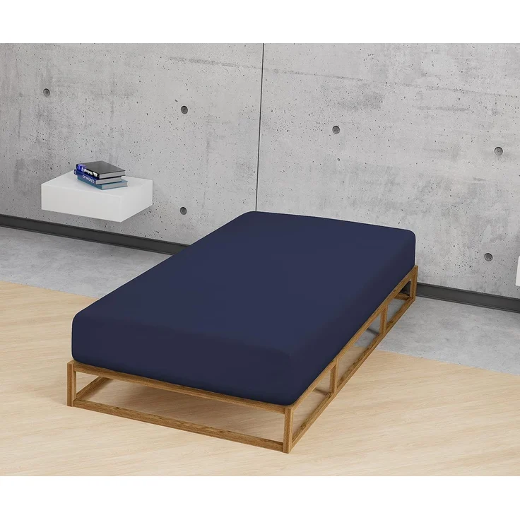 Biberna Jersey-Spannbetttuch, 100 % Baumwolle, Marine, 1x 90x190 cm - 100x200 cm – Bild 5