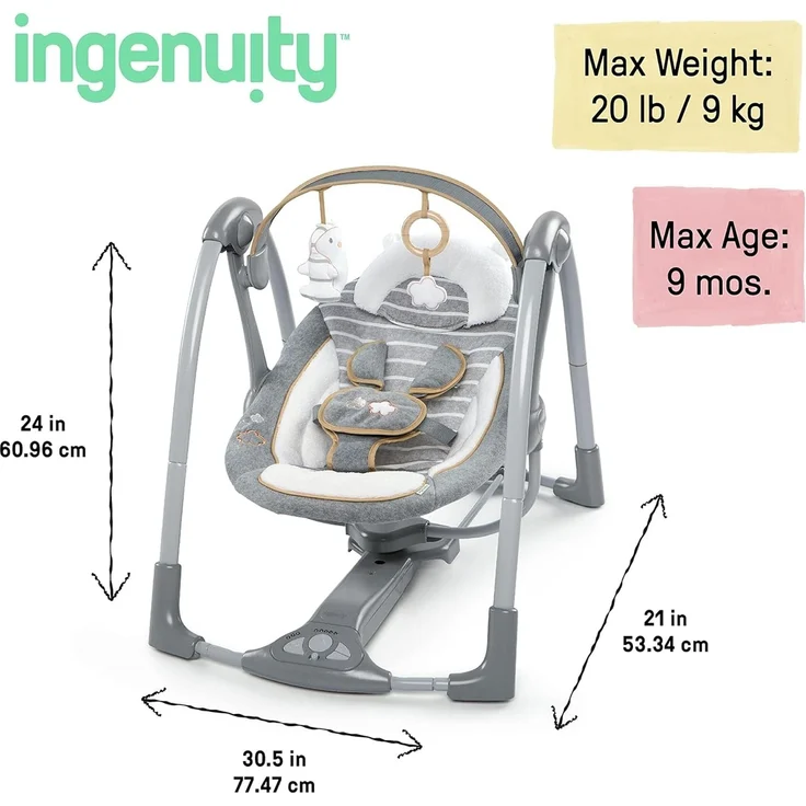 Ingenuity Tragbare Babyschaukel Swing'n'Go Bella Teddy – Bild 9