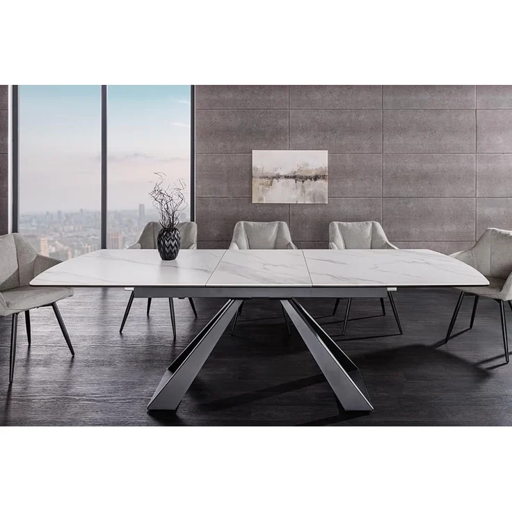 riess-ambiente Esstisch CONCORD 180–230cm weiß Keramik – ausziehbar, schwarzes Gestell (Einzelartikel, 1-St), verlängerbarer Tisch, modernes Design, Platz für bis zu 10 Personen – Bild 4