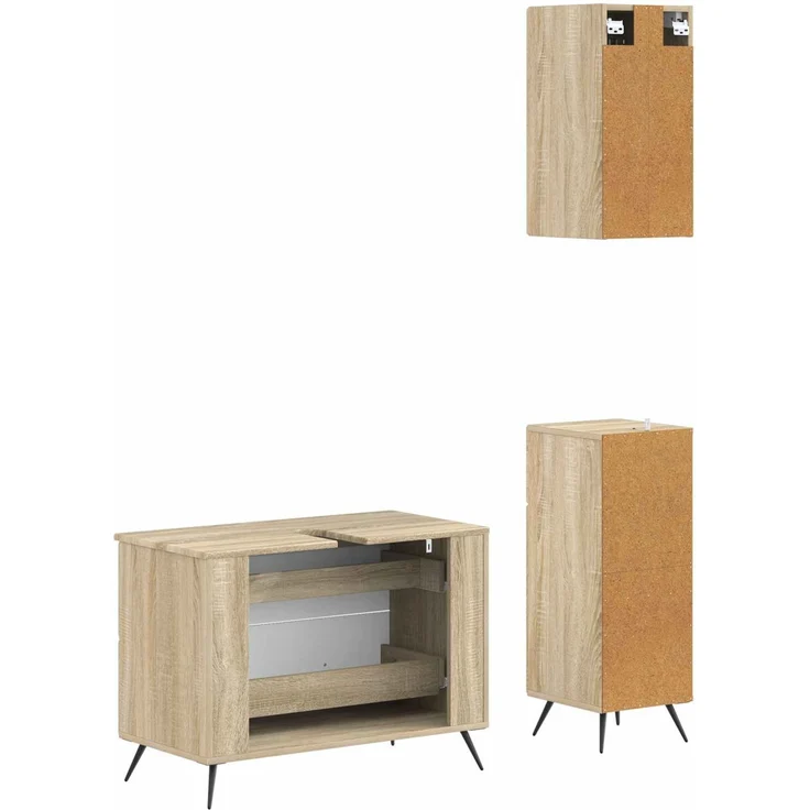 vidaXL 3-teiliges Badezimmer-Schranksystem BREDA Sonoma-Eiche 3417803 – Bild 6
