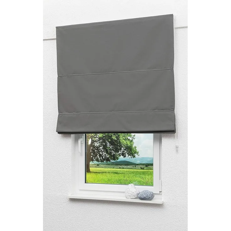 Lysel Outlet Raffrollo grau, abdunkelnd mit Kettenzug, Maße: (Bx H) 120cm * 170cm