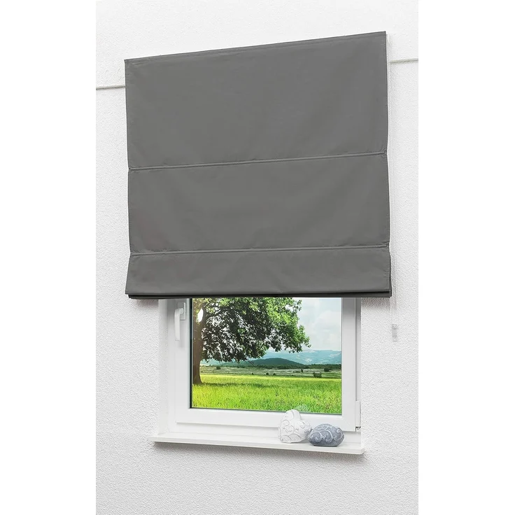 Lysel Outlet Raffrollo grau, abdunkelnd mit Kettenzug, Maße: (Bx H) 120cm * 170cm