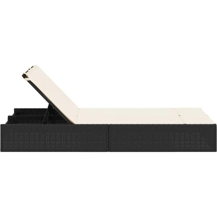 vidaXL Doppel-Sonnenliege mit Kissen Schwarz Poly Rattan 368628 – Bild 3