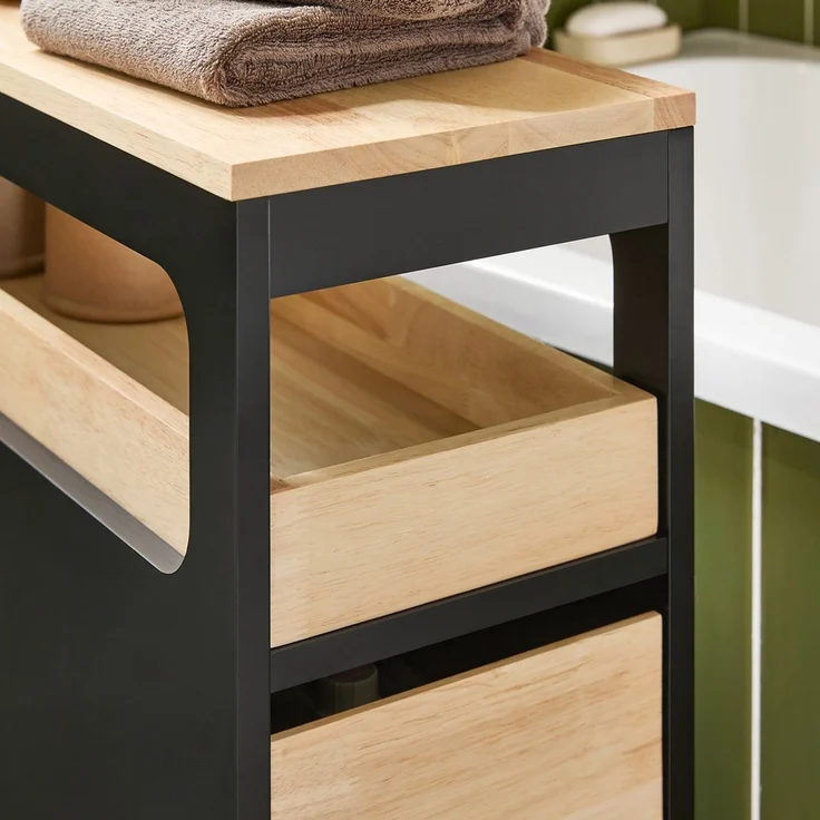 SoBuy BZR54-SCH Toilettenschrank mit Toilettenpapierhalter, MDF, Lackiert, Schwarz, 65 x 82 x 24 cm – Bild 6