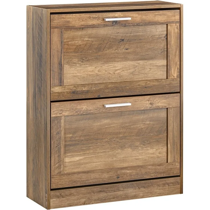 SoBuy FSR137-F Schuhschrank, MDF, Papierfurnier, Braun, 60 x 79 x 23 cm