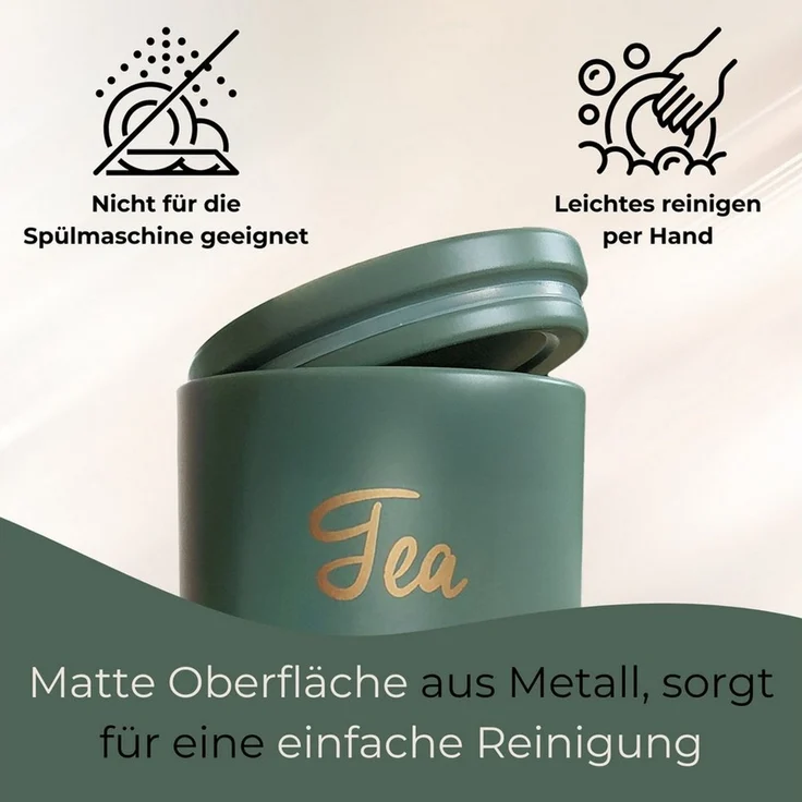 matches21 HOME & HOBBY Vorratsdose Teebox Stahl mit Deckel als Vorratsdose Ø 11x15 cm, Metall, (1-tlg), Luftdichter Behälter, grüne Aufbewahrungsdose – Bild 3