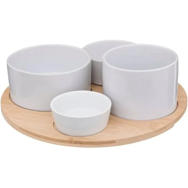Secret de Gourmet Set für Dips mit 5 Schälchen auf Bambus-Tablett