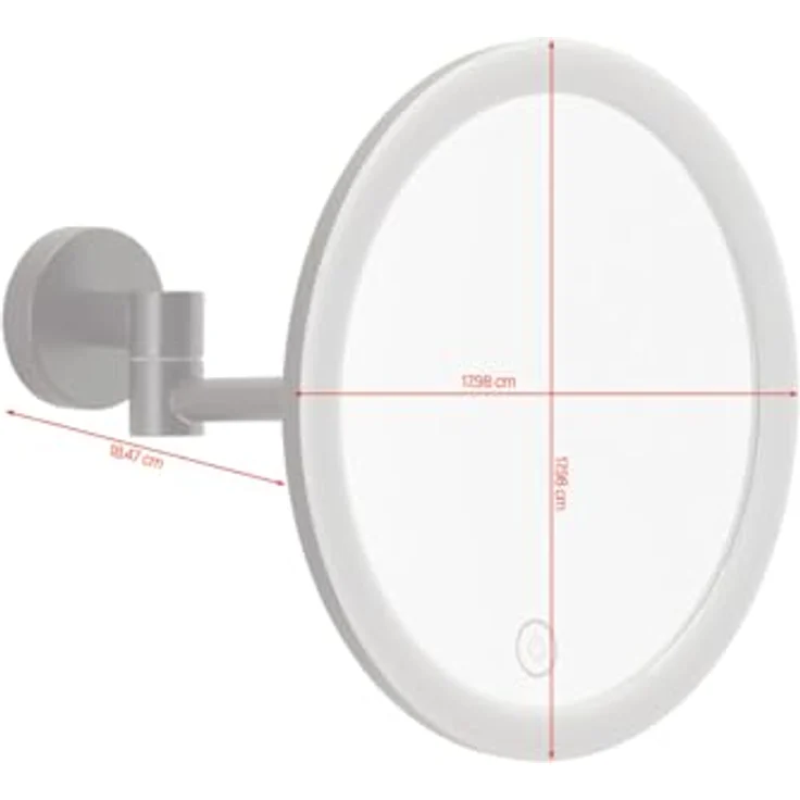 tesa Schminkspiegel Visioon Kosmetikspiegel mit Beleuchtung, Montage ohne Bohren, Schwarz (Komplett-Set, 1-St, Make-Up-Spiegel mit Schwenkarm, USB-C-Ladekabel, Power. Kit Klebelösung), Wandspiegel mit dimmbaren LEDs, 5-fach Vergrößerung, Touch-Bedienung – Bild 4