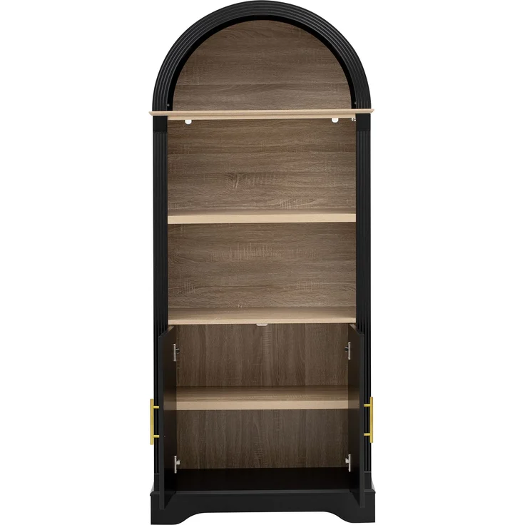 Highboard mit verstellbarer Regalböde und LED-Beleuchtung, Küchenschrank mit großem Stauraum, Ideal für Esszimmer, Wohnzimmer und Küche (Schwarz)--Schwarz--76.2x40x180cm--YOUDENOVA – Bild 10