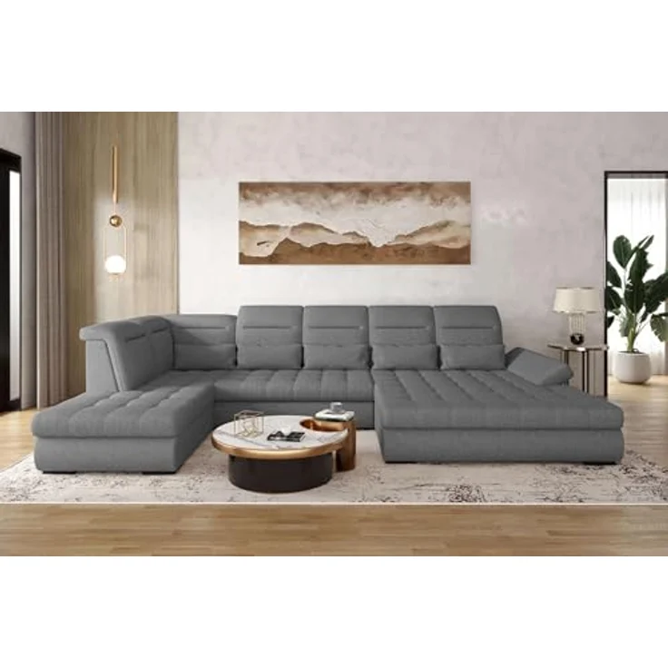 99rooms Toscana Wohnlandschaft Strukturstoff NEVE Anthrazit Rechts mit Schlaffunktion – Bild 3