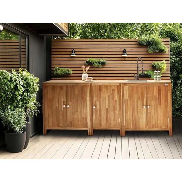 Outdoor-Küchenschrank VENOSA Braun Akazienholz – Bild 2