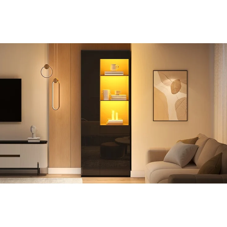 ZUBALIYA Schrank mit LED-Beleuchtung mit Schubladen in Schwarz, ideale Lösung für kleine Räume, robuste Verarbeitung, langlebige Materialien, einfache Selbstmontage, mit verständlicher Aufbauanleitung – Bild 14
