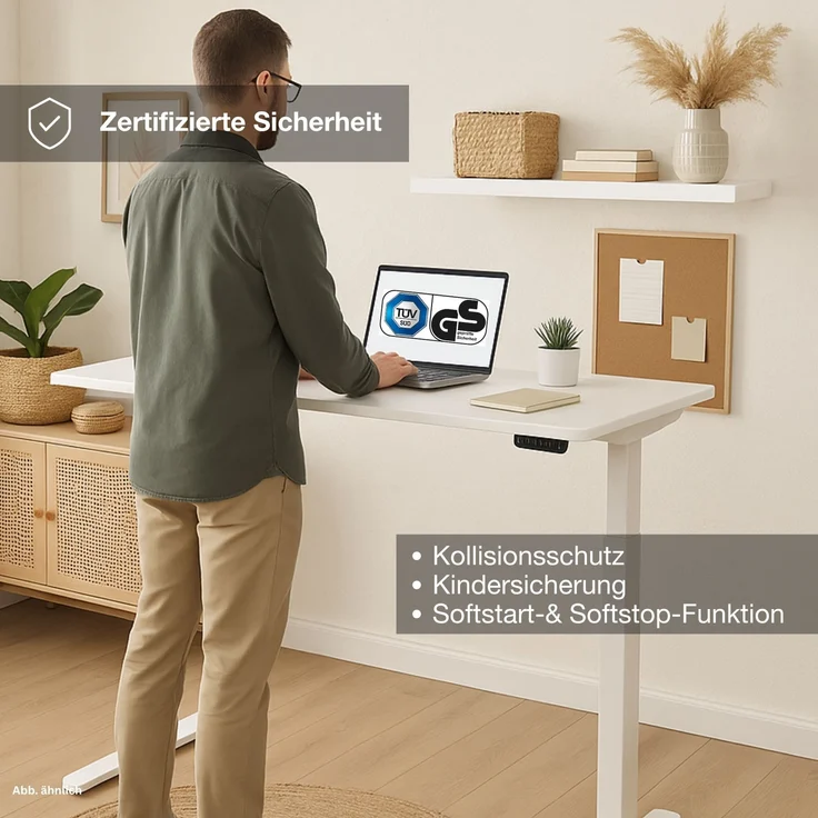 ASSMANN Elektrisch höhenverstellbarer Schreibtisch Y-Line 120x70cm Eiche Tabak Schwarz Metall Holz Melaminoberfläche – Bild 6