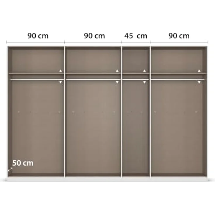 Rauch Möbel LUNIK, Kleiderschrank, Farbe Fango, Breite 315 cm | Schrank mit patentiertem Schnellmontagesystem, 7-türig, Push-to-open-Funktion, Zubehör Basic, für Schlafzimmer, Ankleide – Bild 9