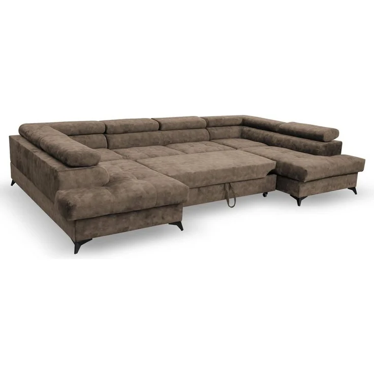 Beautysofa Ecksofa Sorento U Die Lieferung beinhaltet die Lieferung in die Wohnung, mit Schlaffunktion, Bettkasten, verstellbare Kopfstützen, große Eckcouch mit Metallbeine – Bild 2