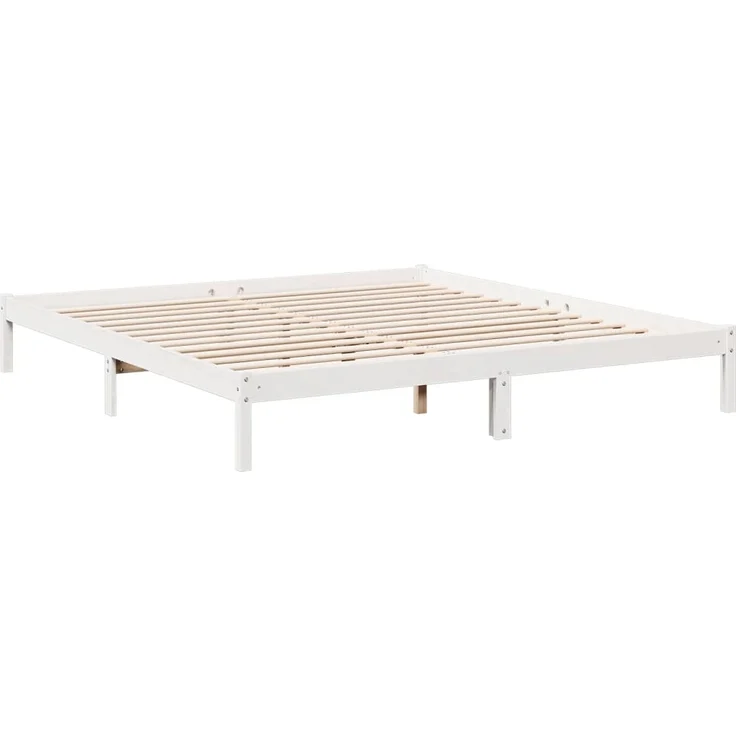 vidaXL Massivholzbett Extra Lang ohne Matratze Weiß 200x220 Kieferholz 852427 – Bild 5