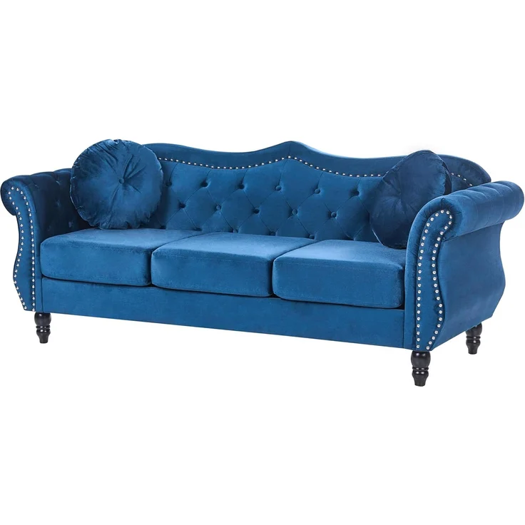 Sofa 3-Sitzer SKIEN Samtstoff Marineblau – Bild 4
