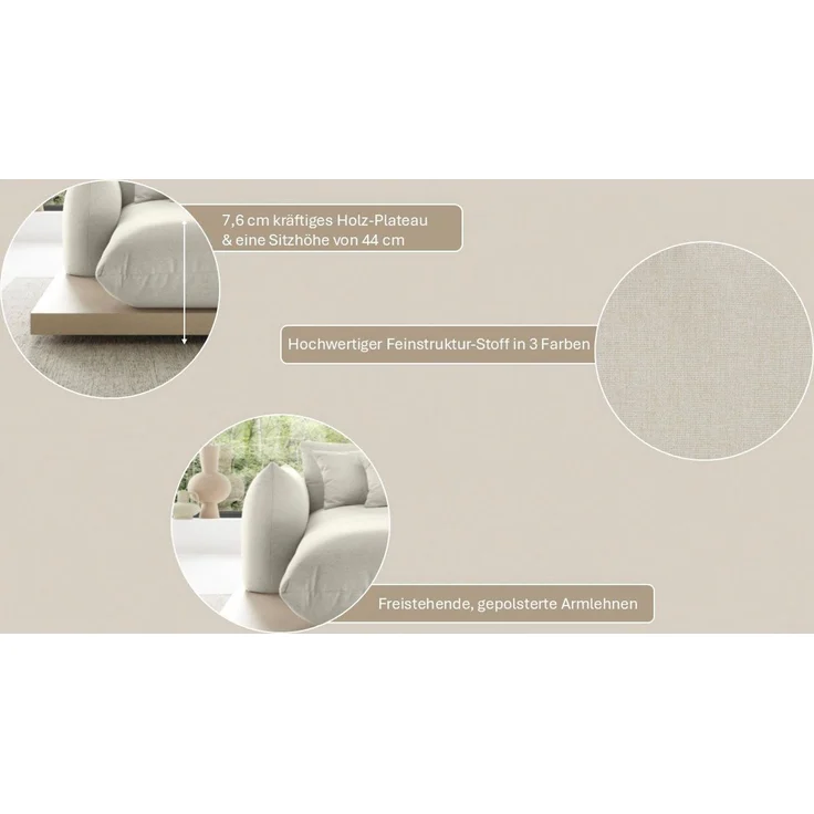 OTTO home Ecksofa Kalix L-Form, 323 cm - OTTO. Verlässliche Qualität, Designsofa, auf Holzplateau, Strukturstoff, hoher Sitzkomfort – Bild 3