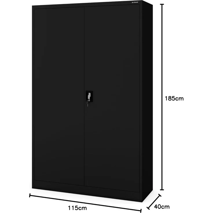 Jan Nowak Metallschrank Jan II 185 x 115 x 40 cm - Aktenschrank abschließbar mit 2 Türen, Mehrzweckschrank mit 5 Ebenen, Büroschrank aus Stahlschrank mit Pulverbeschichtung - Schwarz – Bild 3