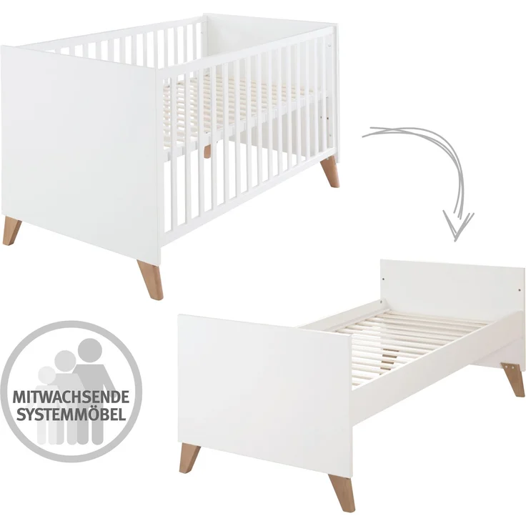 roba Kombi-Kinderbett 'Ole' 70 x 140 cm - 3-fach höhenverstellbar - 3 Schlupfsprossen - Weiß – Bild 9