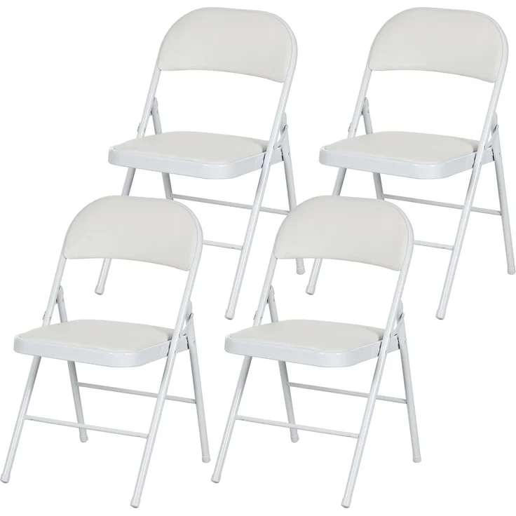 MELAYR, 4er-Set Klappstühle, Tragbare Bürostühle, Metallbeine, Faltstuhl für Büro, Empfang, 46 x 45 x 78 cm, Weiß – Bild 2