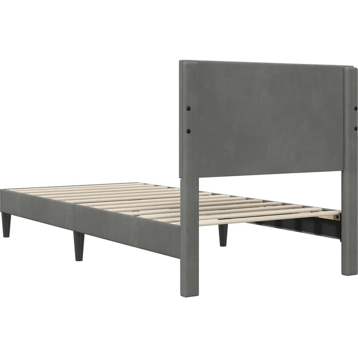 vidaXL Bettrahmen mit Kopfteil Dunkelgrau 90 x 190 cm Samt 42027632 – Bild 6