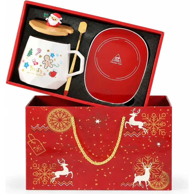 Keramik Kaffeetasse im Weihnachts-Geschenkset mit Weihnachtsmann Rot 28 x 16 x 23 cm
