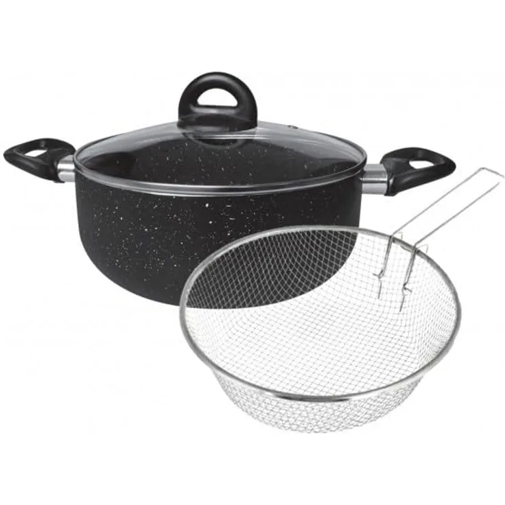 Frittiertopf Fritteuse Pommes Topf mit Korb Ø24 Induktion Cheffinger CF-PAFRY24
