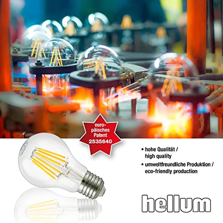 hellum LED Glühbirne E27 7W warmweiß LED Lampe mit 810 Lumen LED Filament, E27 Vintage Led Leuchtmittel ersetzt 60-Watt Glühbirne, 2700 Kelvin warmweiß Klar, 206111 – Bild 7