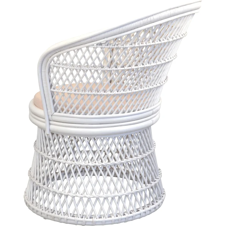 Rattansessel, Thron, Loungesessel aus Rattan handgeflochten, weiß, inkl. Kissen – Bild 2