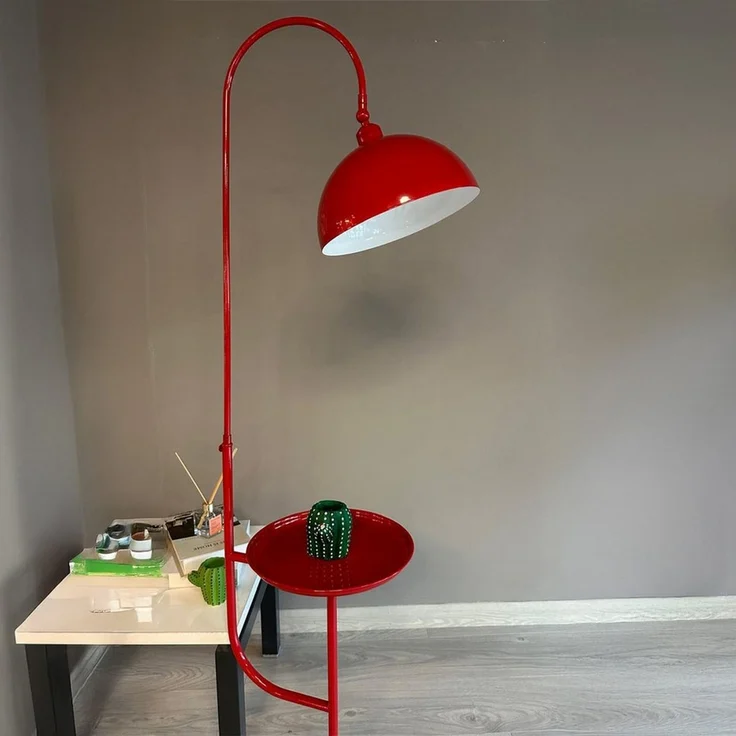 Bamyum Stehlampe Moderne Stehlampe aus Metall mit E27, verstellbarer Lampenschirm, ohne Leuchtmittel, E27, verstellbarer Lampenschirm, Stehluchte mit Ablage – Bild 2