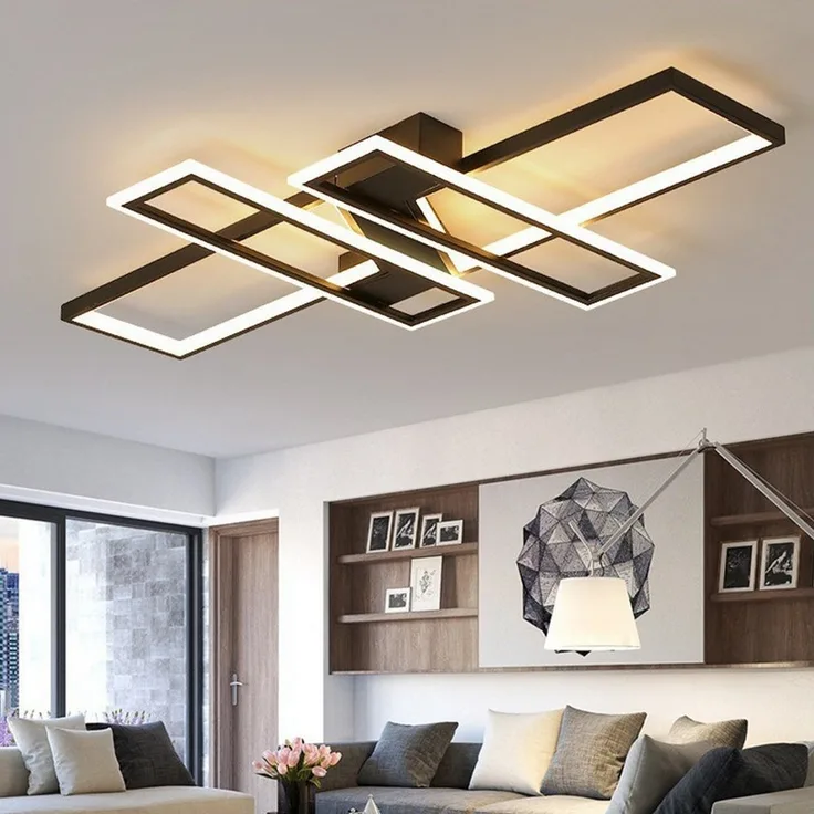 ibettertec Deckenleuchten LED Deckenlampe 94W Dimmbar mit Fernbedienung 3000-6500k, LED fest integriert, Hängeleuchte Wohnzimmer Schlafzimmer Arbeitszimmer, Dimmbar Hängeleuchte Aluminium, Kaltweiß, Warmweiß, Neutralweiß, Mit Fernbedienung Esszimmer De...