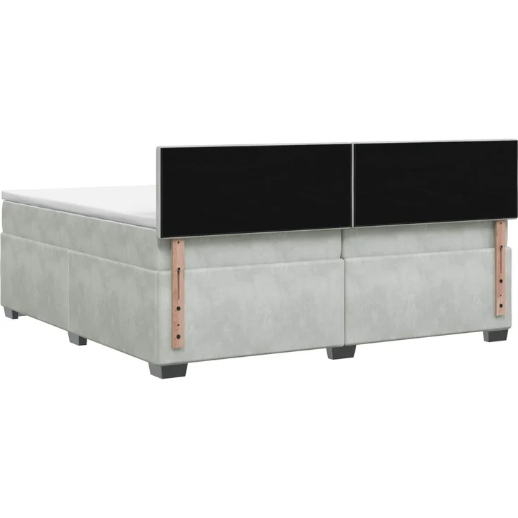 vidaXL Boxspringbett mit Matratze Hellgrau 200 x 200 cm Samt 3450788 – Bild 8
