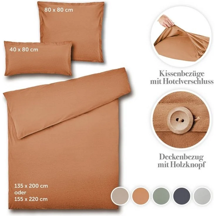 Blumtal Bettwäsche Bettwäsche aus 100% Baumwolle mit Kissenbezug, Oeko-TEX zertifizierte Bettwäsche in Leinen Optik – Bild 4