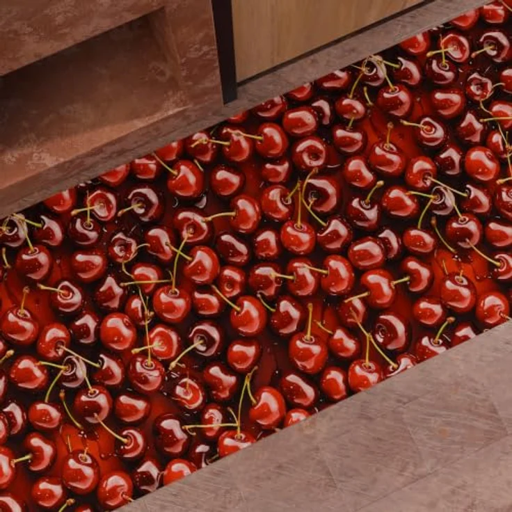 PETTI Artigiani Italiani Rutschfester und waschbarer Küchenteppich, Läufer für die Küche, 52 x 140 cm, Motiv Kirschen, 100% Made in Italy – Bild 1