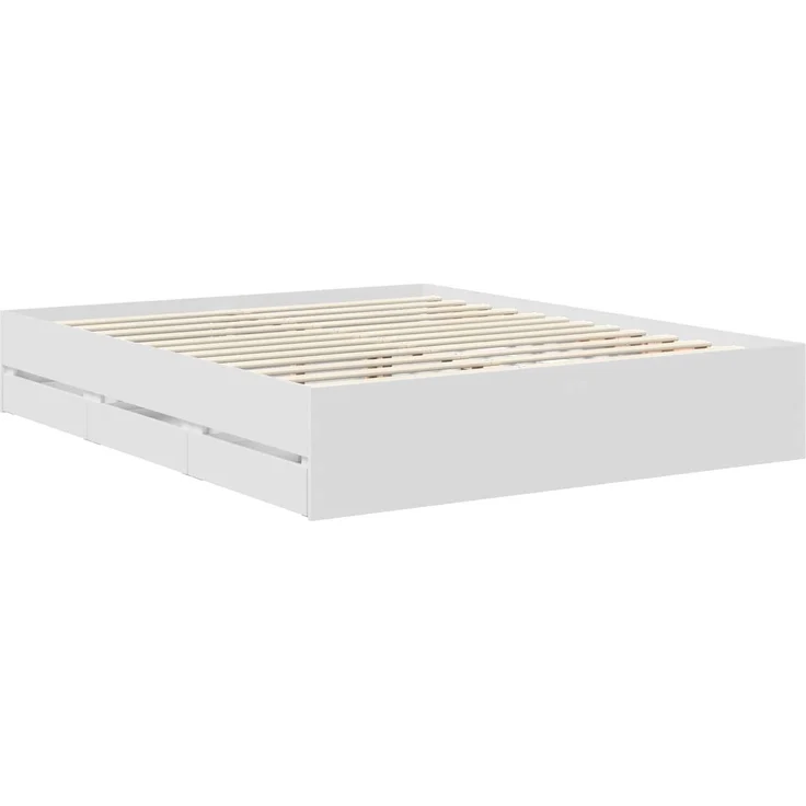 vidaXL Bettrahmen mit Schubladen Weiß 160x200 cm Ingenieurs Holz 3411489 – Bild 5
