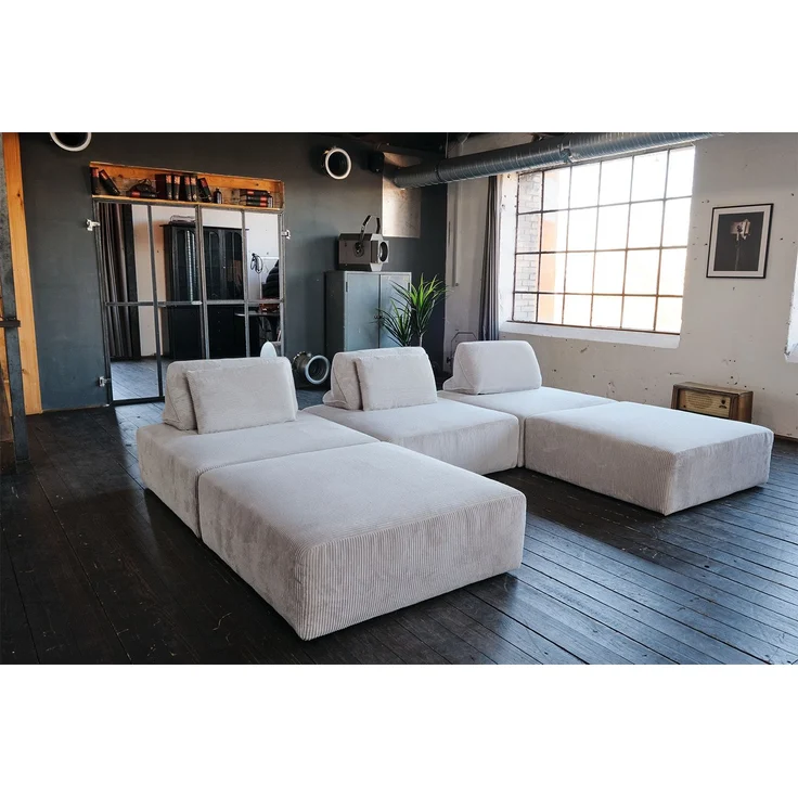 KAWOLA Modulsofa WIOLO SOFT 5 Module 5 Rückenkissen Cord hellgrau 84 x 222 x 333 cm – Bild 4