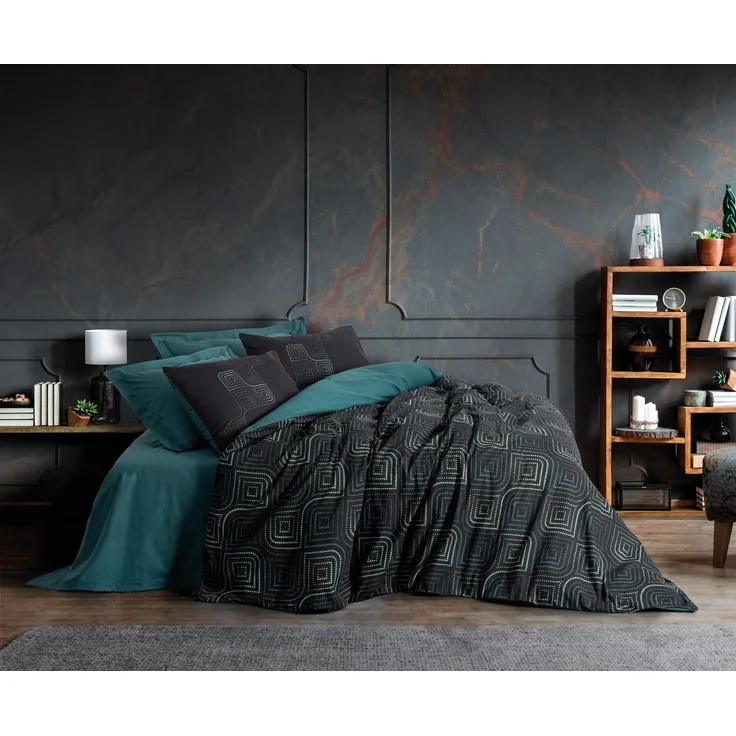 L'Essentiel Maison Bettwäsche Set Relax Petrol Blau, Ranforce, 2 teilig, 100% Baumwolle Ranforce – weich, atmungsaktiv & hautfreundlich