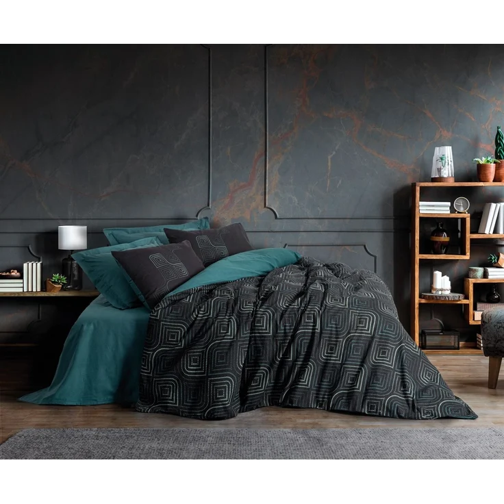 L'Essentiel Maison Bettwäsche Set Relax Petrol Blau, Ranforce, 2 teilig, 100% Baumwolle Ranforce – weich, atmungsaktiv & hautfreundlich – Bild 1