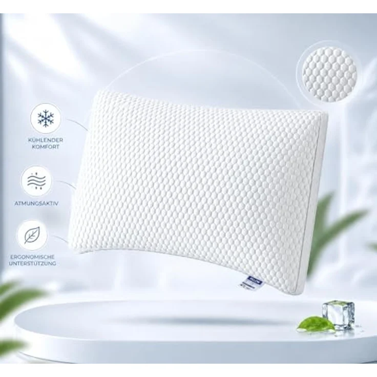 YaLiva_Decor® Kopfkissen Ergonomisch, Atmungsaktiv, kühles Nackenkissen, antiallergen & für alle Schlafpositionen, 75 x 45 x 9 cm – Bild 2