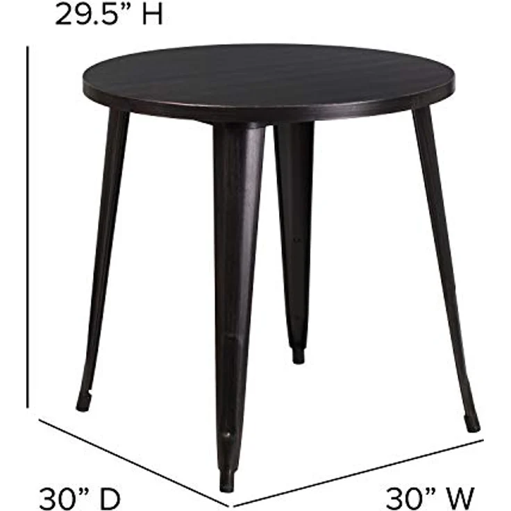 Flash Furniture Jeffrey Tisch für Innen- und Außenbereich, 76,2 cm, rund, Schwarz-Antik-Gold-Metall, für den Innen- und Außenbereich – Bild 3