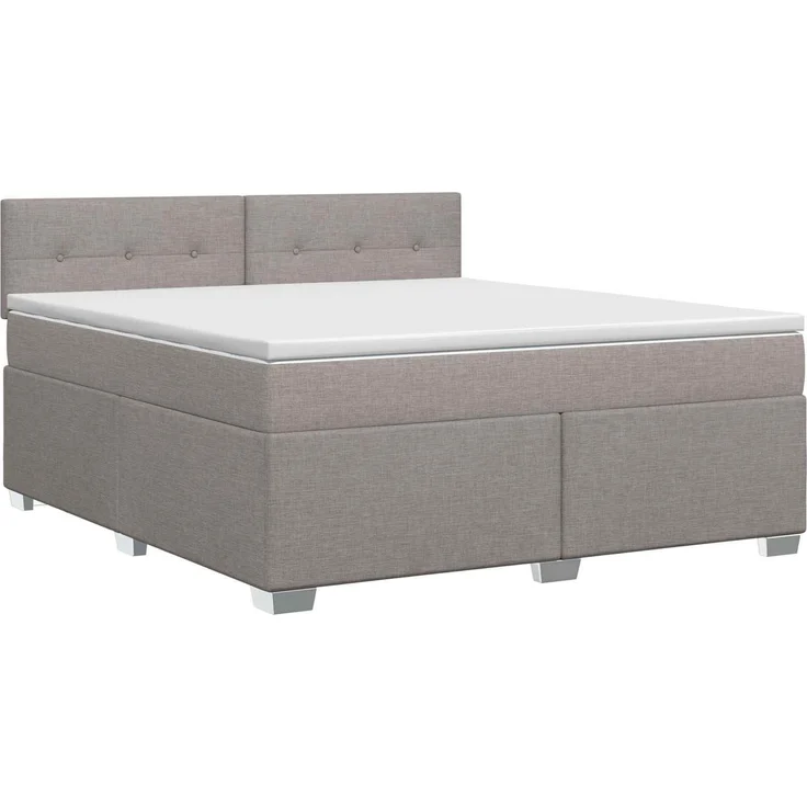 vidaXL Boxspringbett mit Matratze Taupe 160 x 200 cm Stoff 3450520 – Bild 2