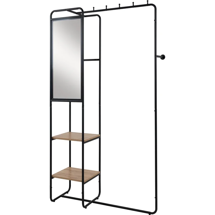Kompaktgarderobe >Luton< Spiegel, Ablagen, schwarz / Dekor Artisan Eiche - 100x185x37 (BxHxT) – Bild 5