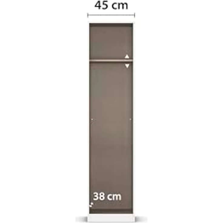Rauch Möbel Alabama, Kleiderschrank für Schlafzimmer, Kinderzimmer, Wohnzimmer, Garderobe, Flur, 1-türig, mit Zubehör Basic, Farbe Grau metallic, Schwarz, Breite 47 cm – Bild 8